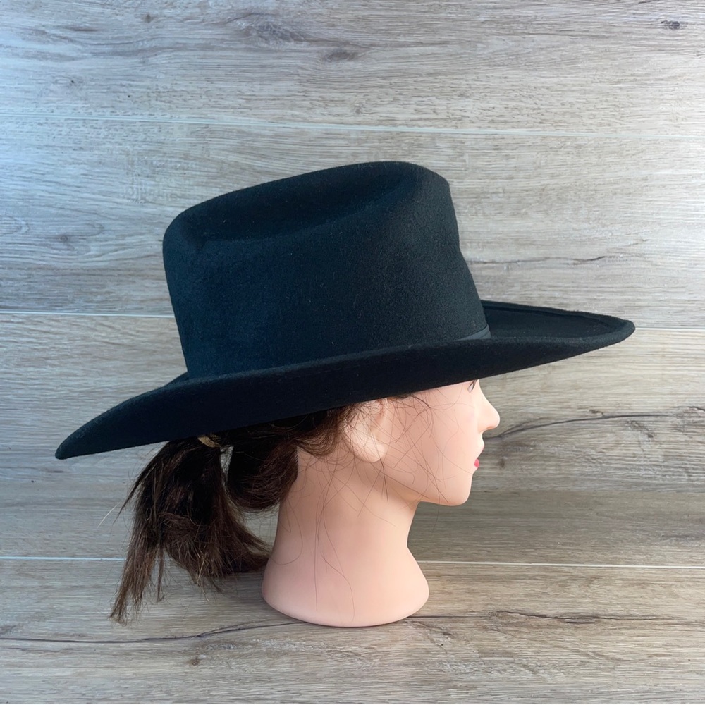 Bailey Brahma Black 7 1/8 Band Men Western Cowboy Hat USA Made 100% Wool VGUC! - Picture 3 of 11